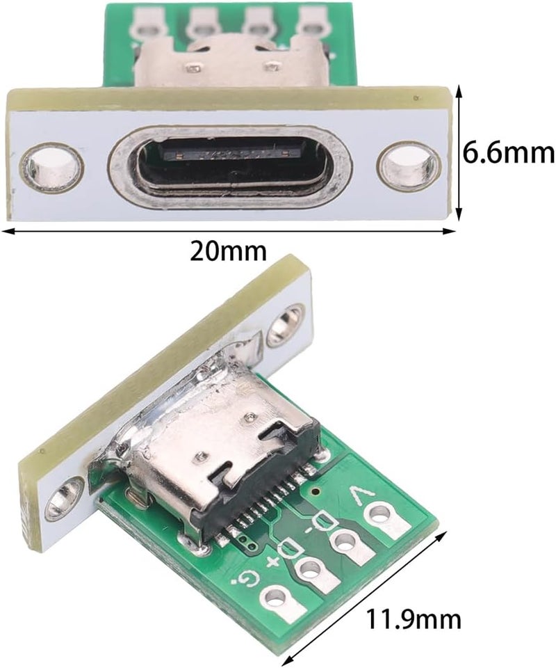 Teansic 10PCS DIY OEM Type C Female Connector,USB C Panel Mount Converter with PCB Board - Image 2